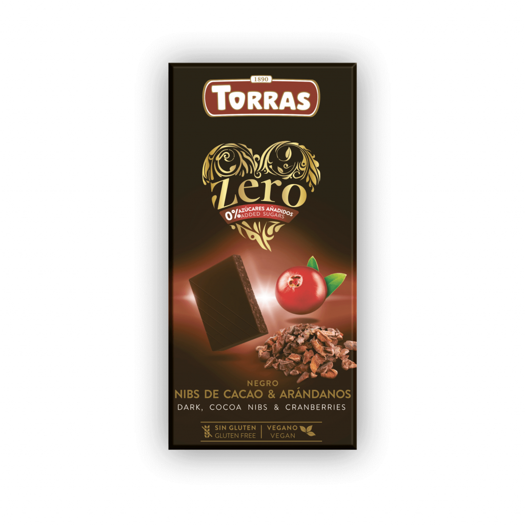 Chocolate Negro con Nibs Cacao y Arándanos ZERO Azúcares 125g