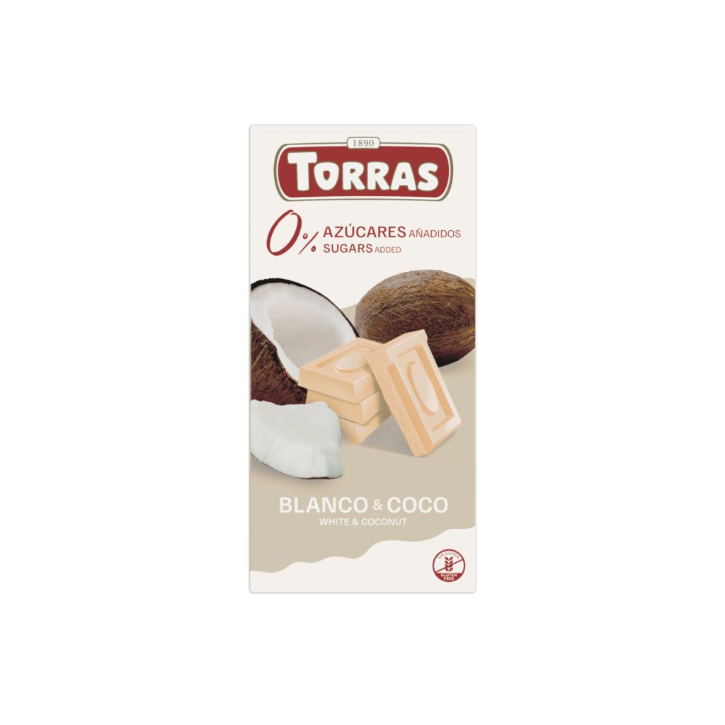 Xocolata Blanca Sense Sucre amb Coco 75g