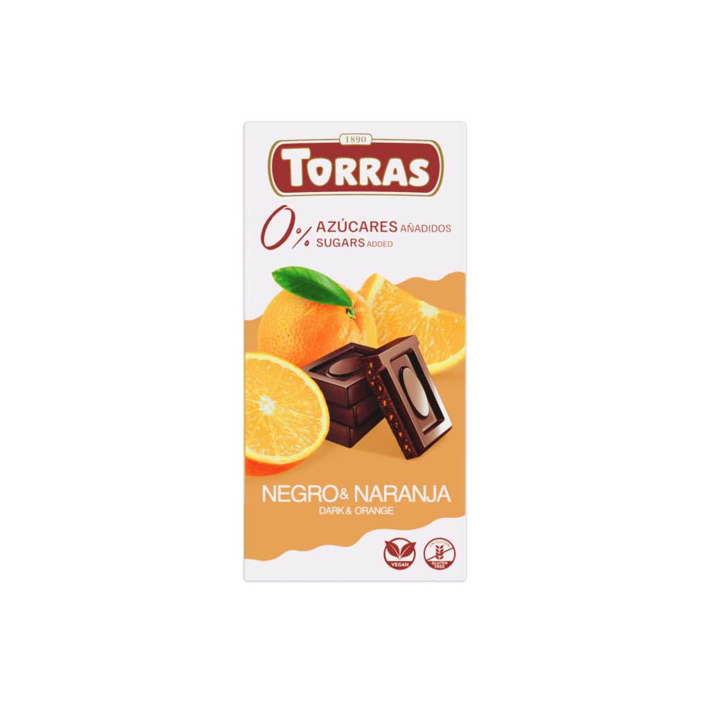 Xocolata Negra Sense Sucre amb taronja 75g