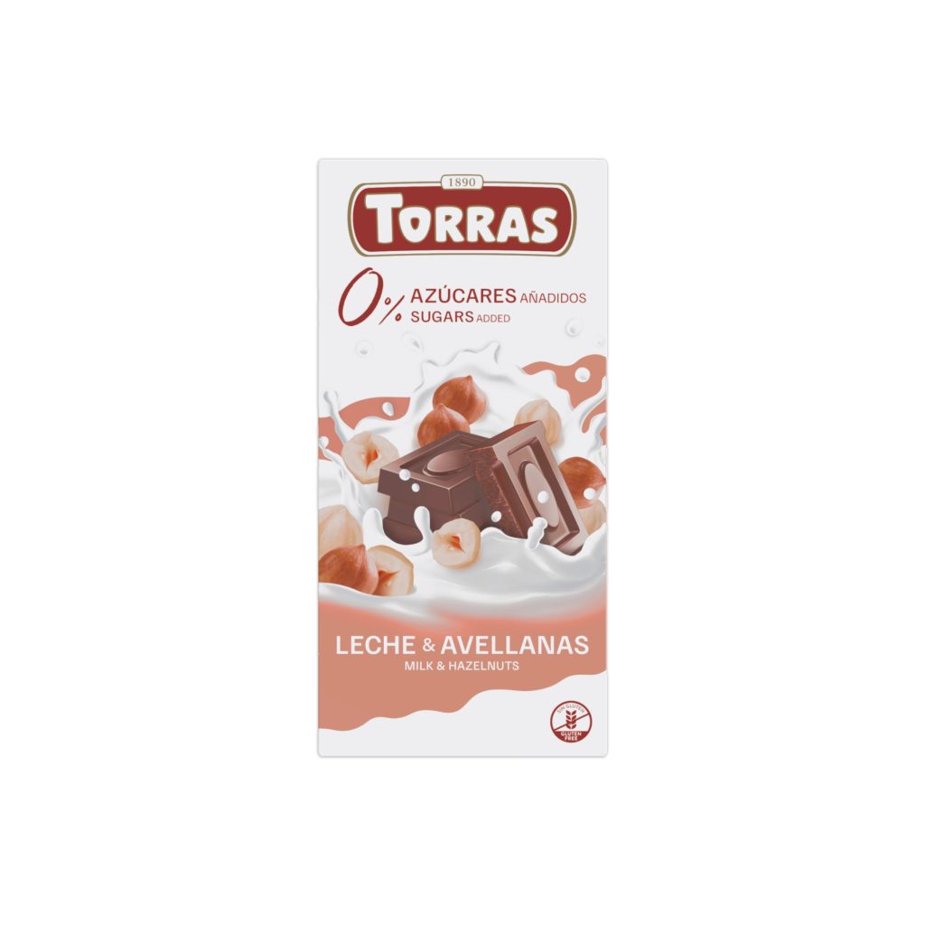 Chocolate con Leche sin Azúcar Avellanas 75g