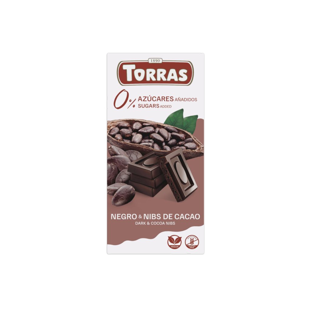 Xocolata Negra Sense Sucre amb Nibs Cacau 75g