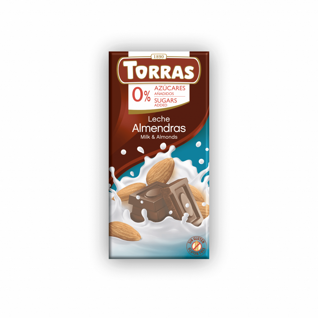 Chocolate con Leche sin Azúcar Almendras 75g