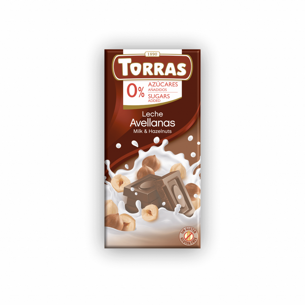 Chocolate con Leche sin Azúcar Avellanas 75g