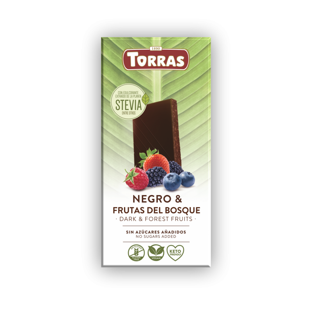 Xocolata Negra amb Fruits del Bosc Stevia 125g