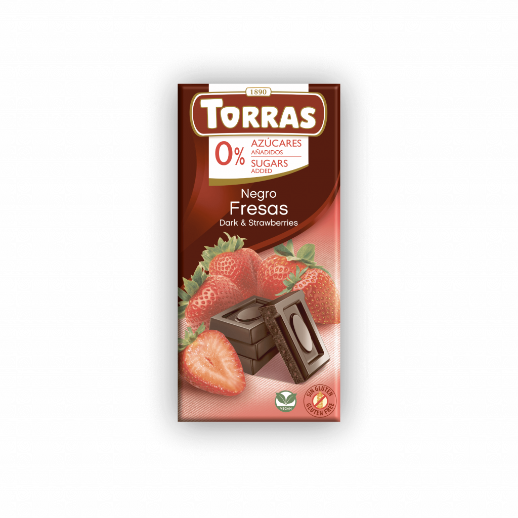 Chocolate Negro Sin Azúcar con Fresa 75g