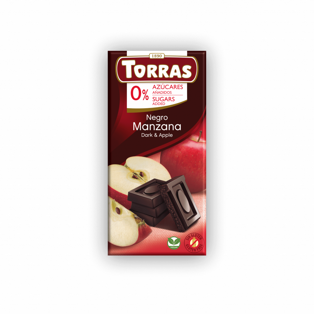 Xocolata Negra Sense Sucre amb Poma 75g
