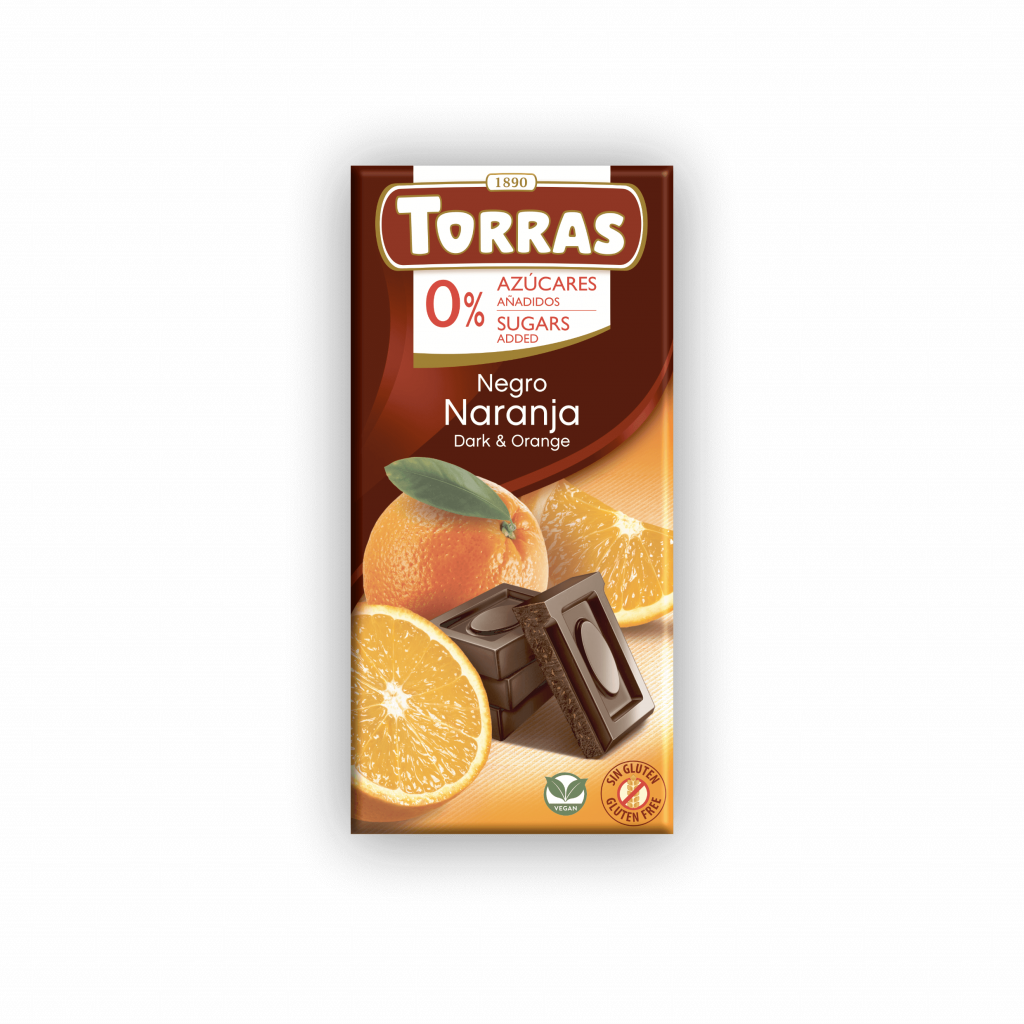 Chocolate Negro Sin Azúcar con Naranja 75g