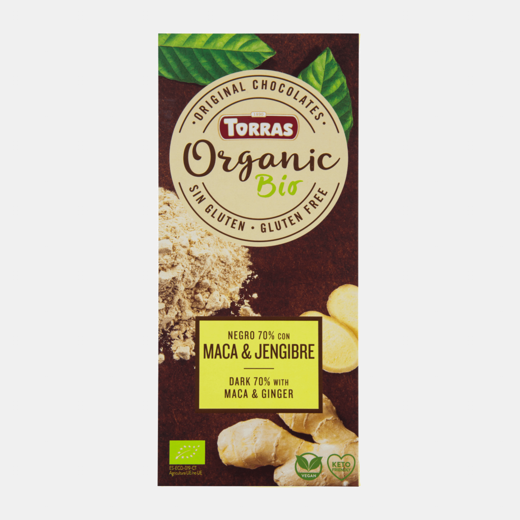 Chocolate Orgánico Negro 70% con Maca y Jengibre 100g