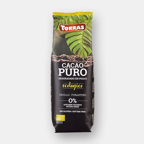 Cacao Orgánico puro desgrasado en polvo Chocolates Torras