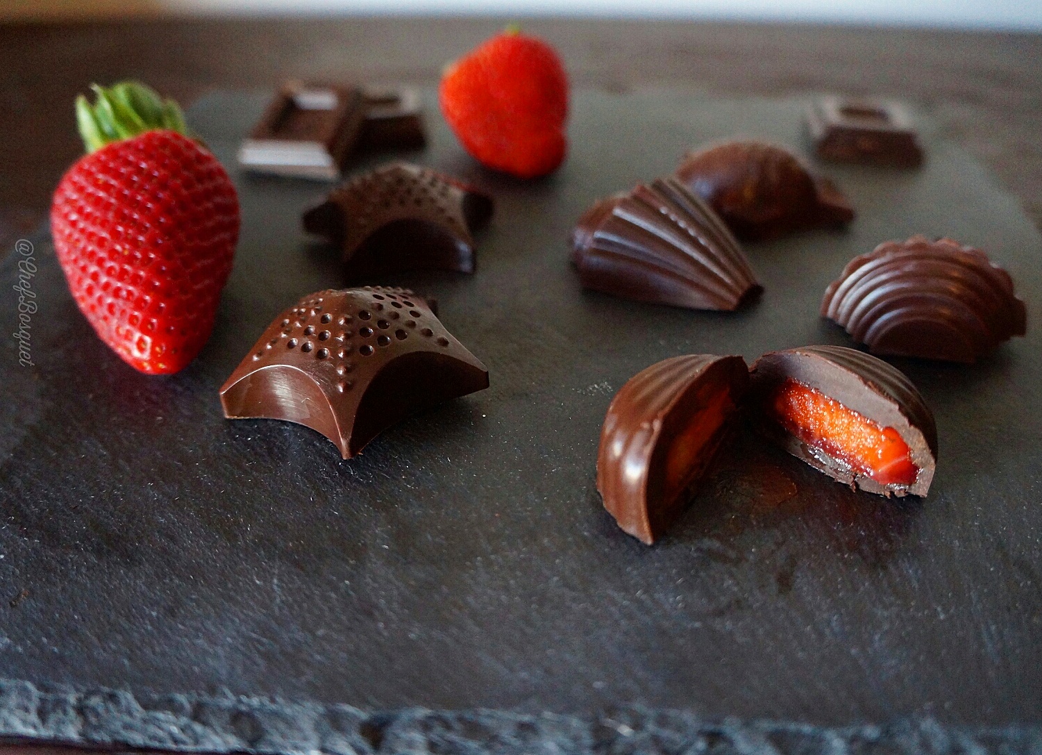 Bombones fresa y chocolate