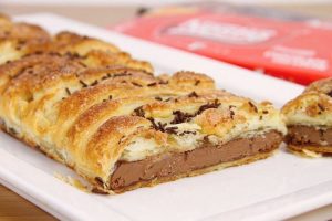 Trenza de hojaldre y chocolate con masa quebrada