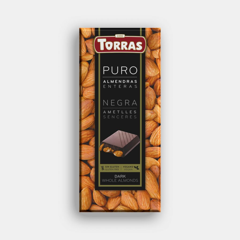 Chocolate puro con almendras enteras