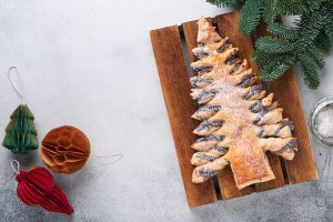 Árbol de navidad de hojaldre y chocolate